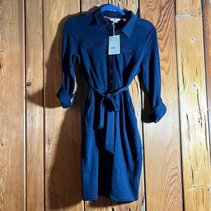 Boden Navy Button Down Jersey Shirt Dress 4P